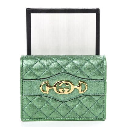Gucci Laminated Nappa Trapuntata Zumi Card Case Jasmine Green 8 of 8