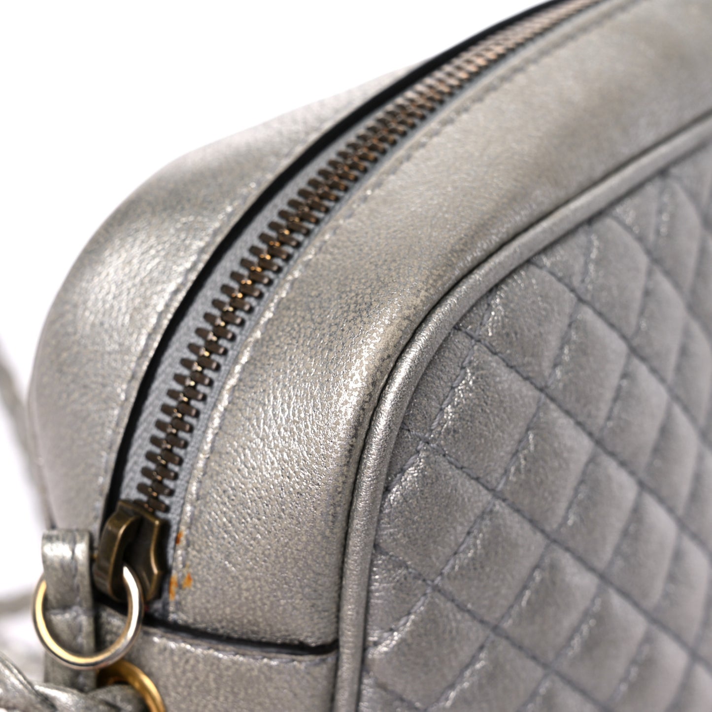 Laminated Nappa Web Trapuntata Small GG Shoulder Bag Argento