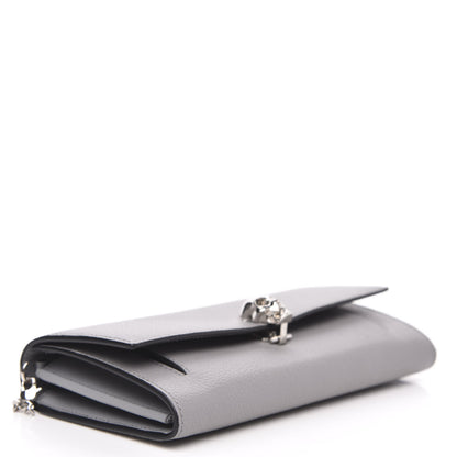 Alexander McQueen Pebbled Calfskin Skull Wallet on Chain Grey 4 of 9