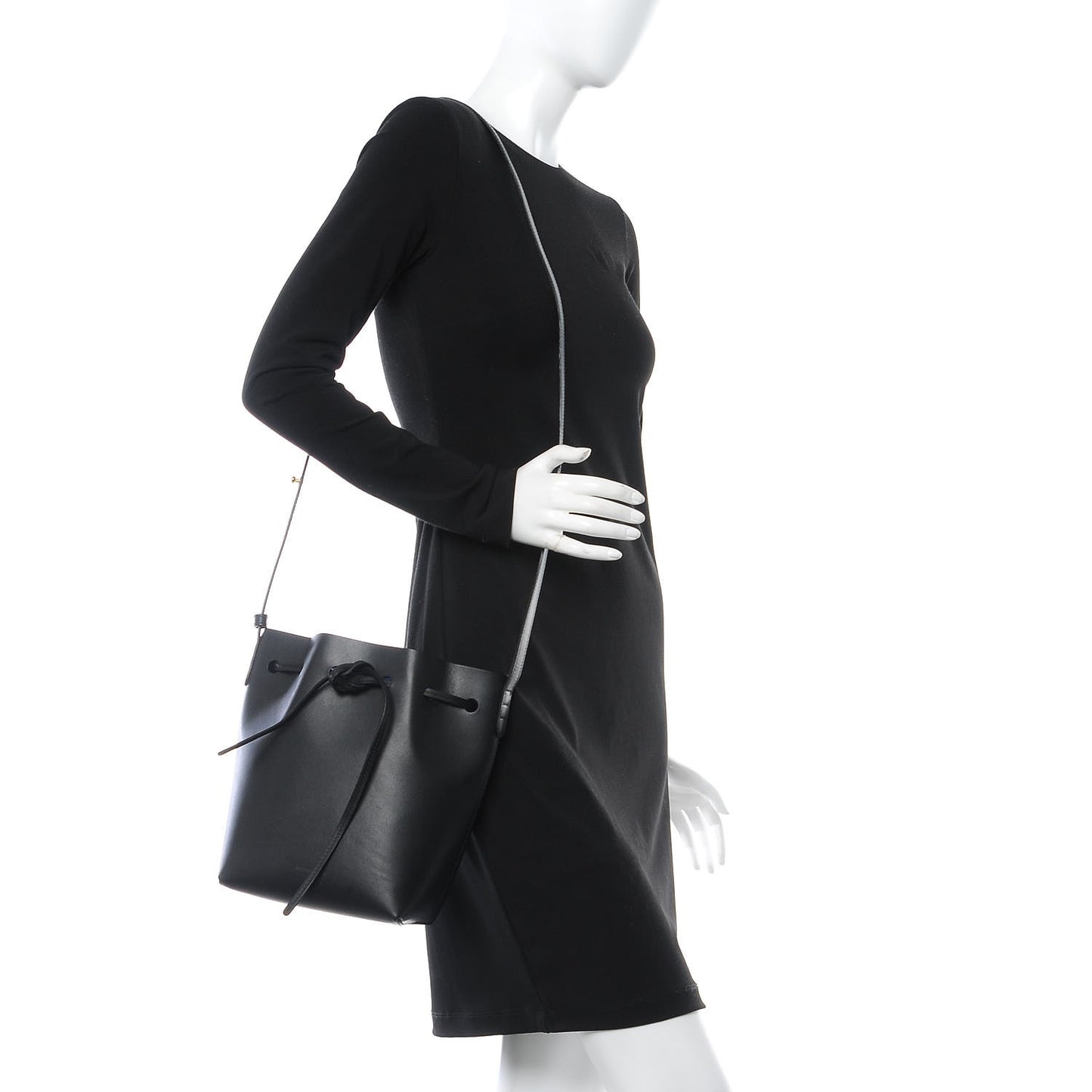 Calfskin Mini Bucket Bag Black Royal
