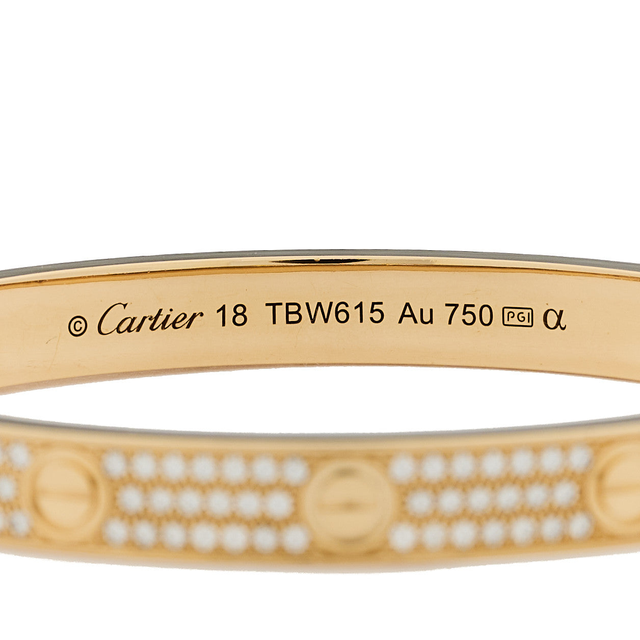 Cartier 18K Yellow Gold Diamond LOVE Paved Bracelet 18 8 of 9