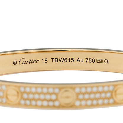 Cartier 18K Yellow Gold Diamond LOVE Paved Bracelet 18 8 of 9