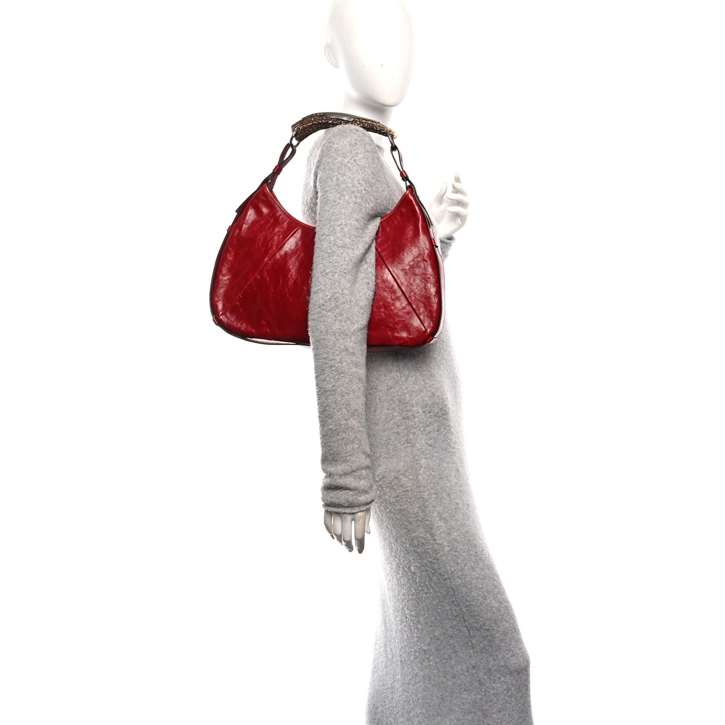 Calfskin Buffalo Horn Mombasa Hobo Red