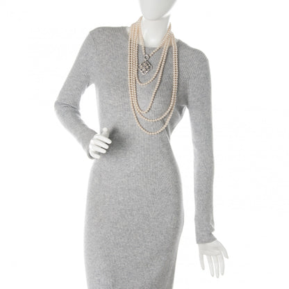 Chanel Pearl Crystal CC Multi Strand Necklace Silver 2 of 5