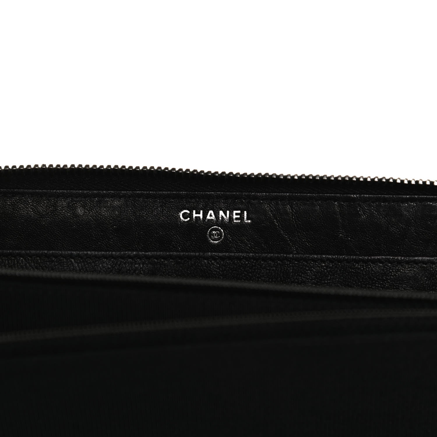 Chanel Crumpled Lambskin Studded Paris Dallas Zip Around Wallet Black 6 of 13