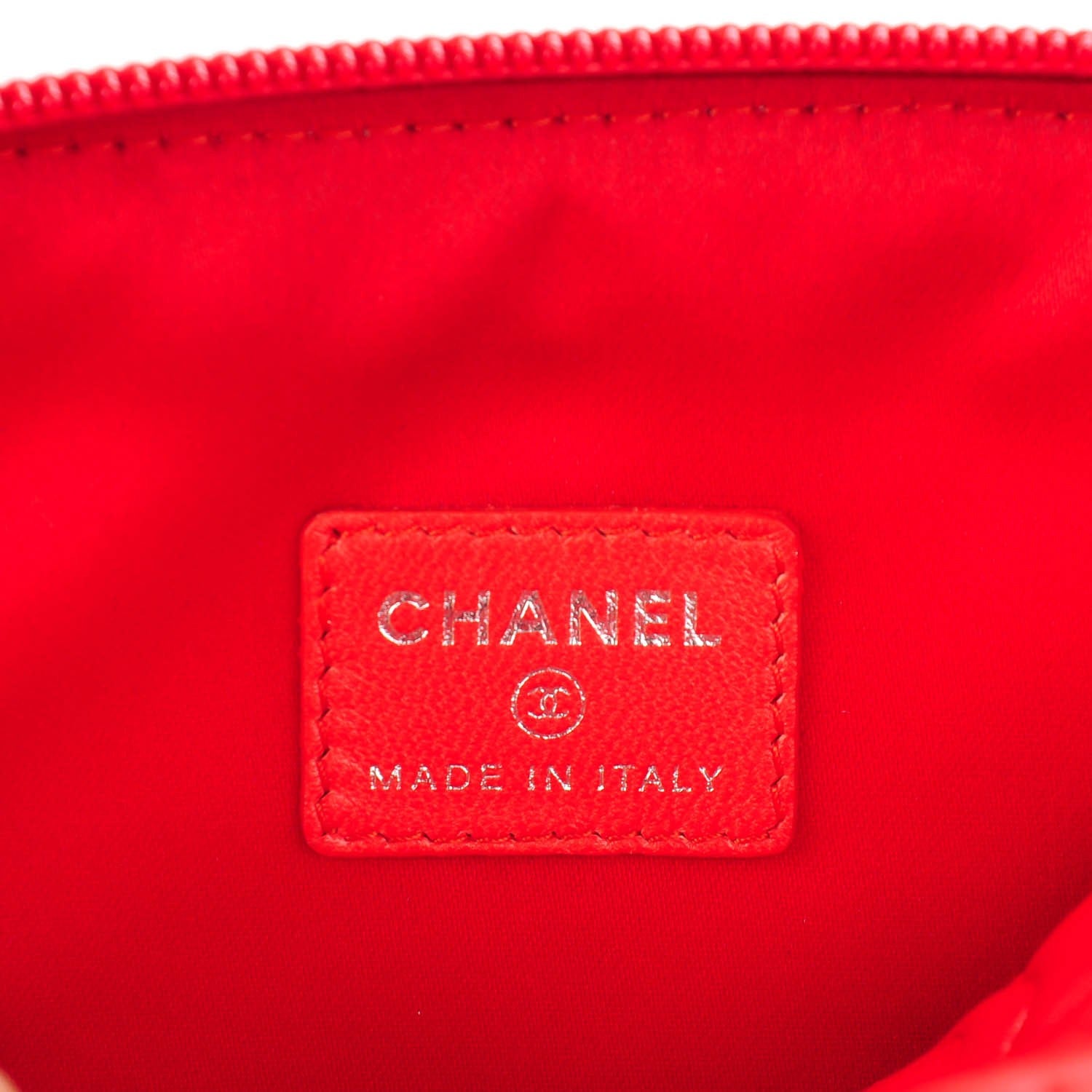 Chanel Lambskin Camellia Embossed Cosmetic Case Red 6 of 7