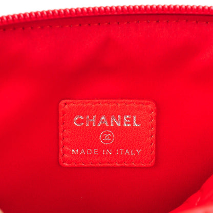 Chanel Lambskin Camellia Embossed Cosmetic Case Red 6 of 7