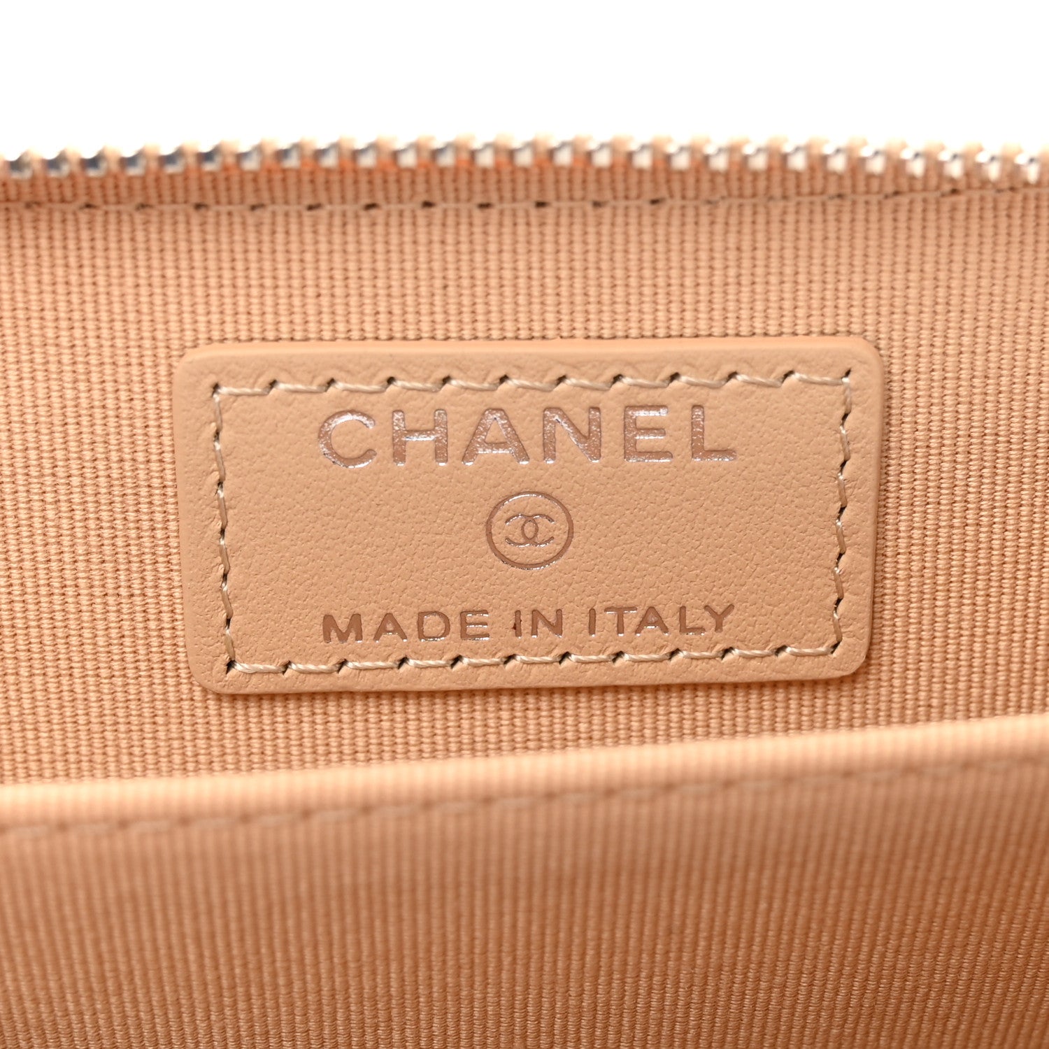 Chanel Caviar Quilted Zip Around Coin Purse Beige 6 of 8