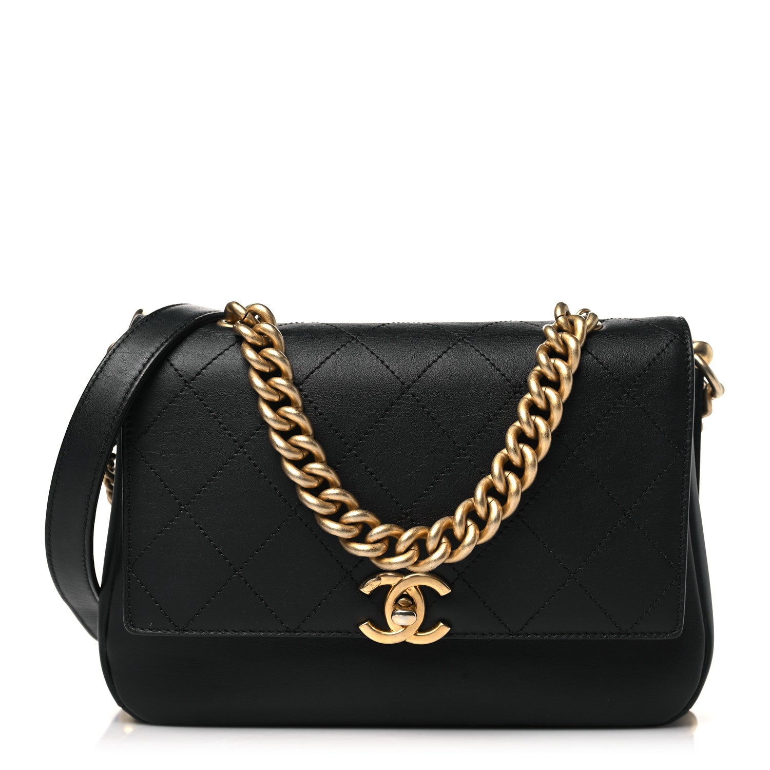 Chanel Calfskin Stitched Flap Black 1 of 10