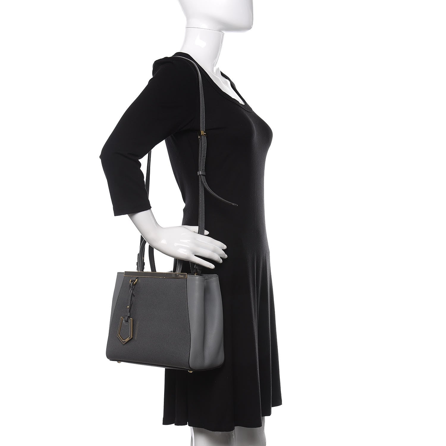 Fendi Vitello Elite Petite 2Jours Tote Grigio Grigio Chiaro 2 of 10