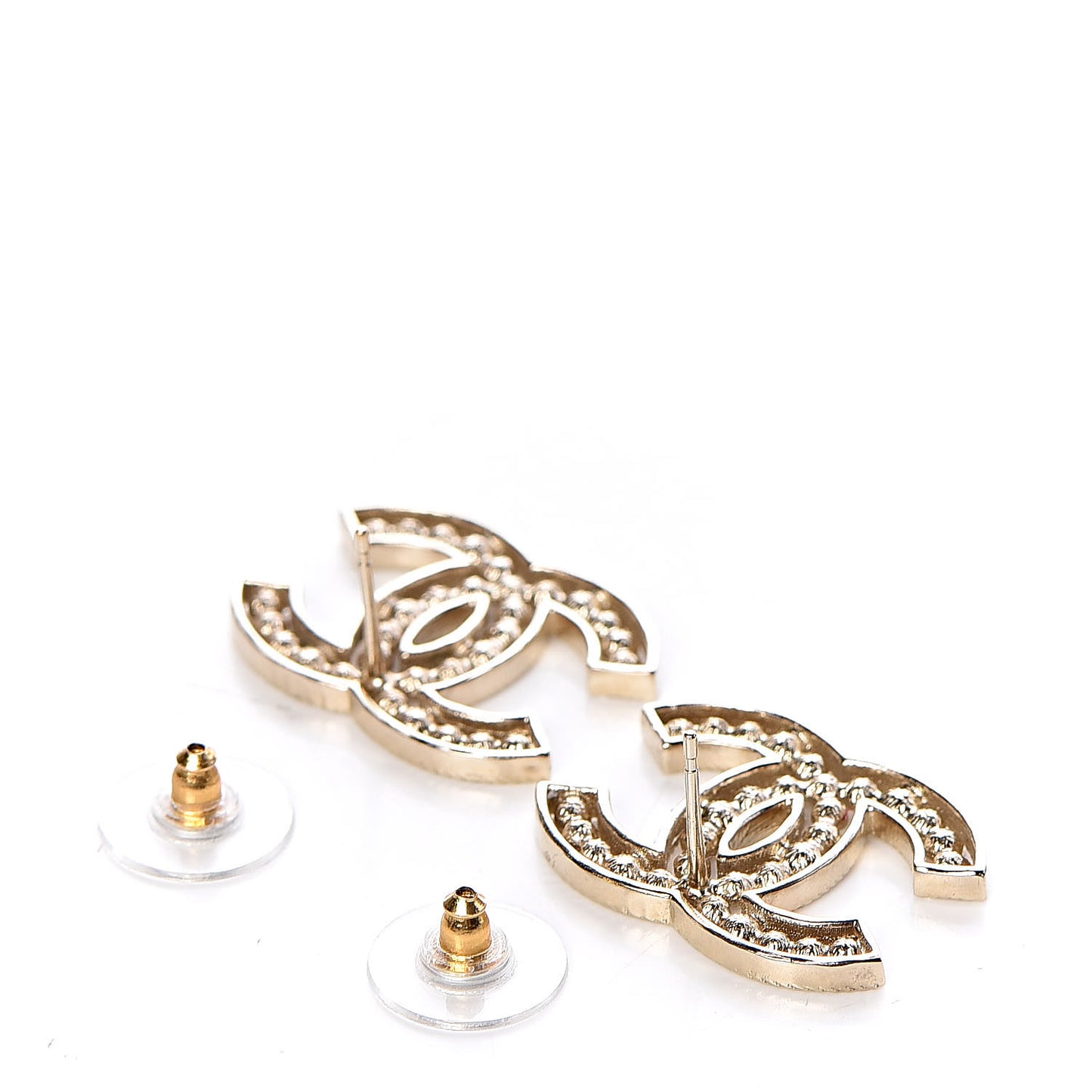 Pearl Crystal Sparkling Pearls CC Earrings Light Gold