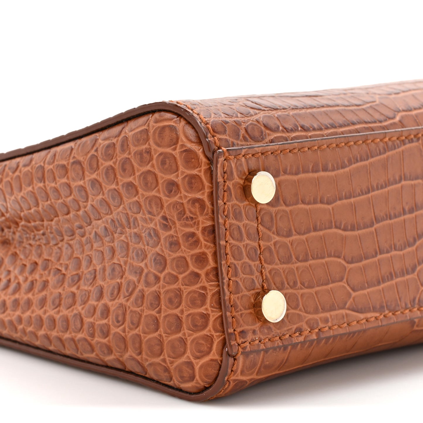 Calfskin Crocodile Embossed Mini Varenne Top Handle Dark