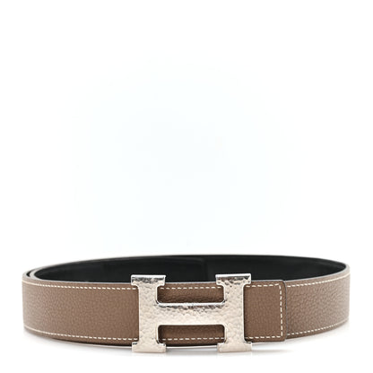 Hermes Swift Togo 32mm Martelee Constance H Belt 85 34 Black Etoupe 1 of 5