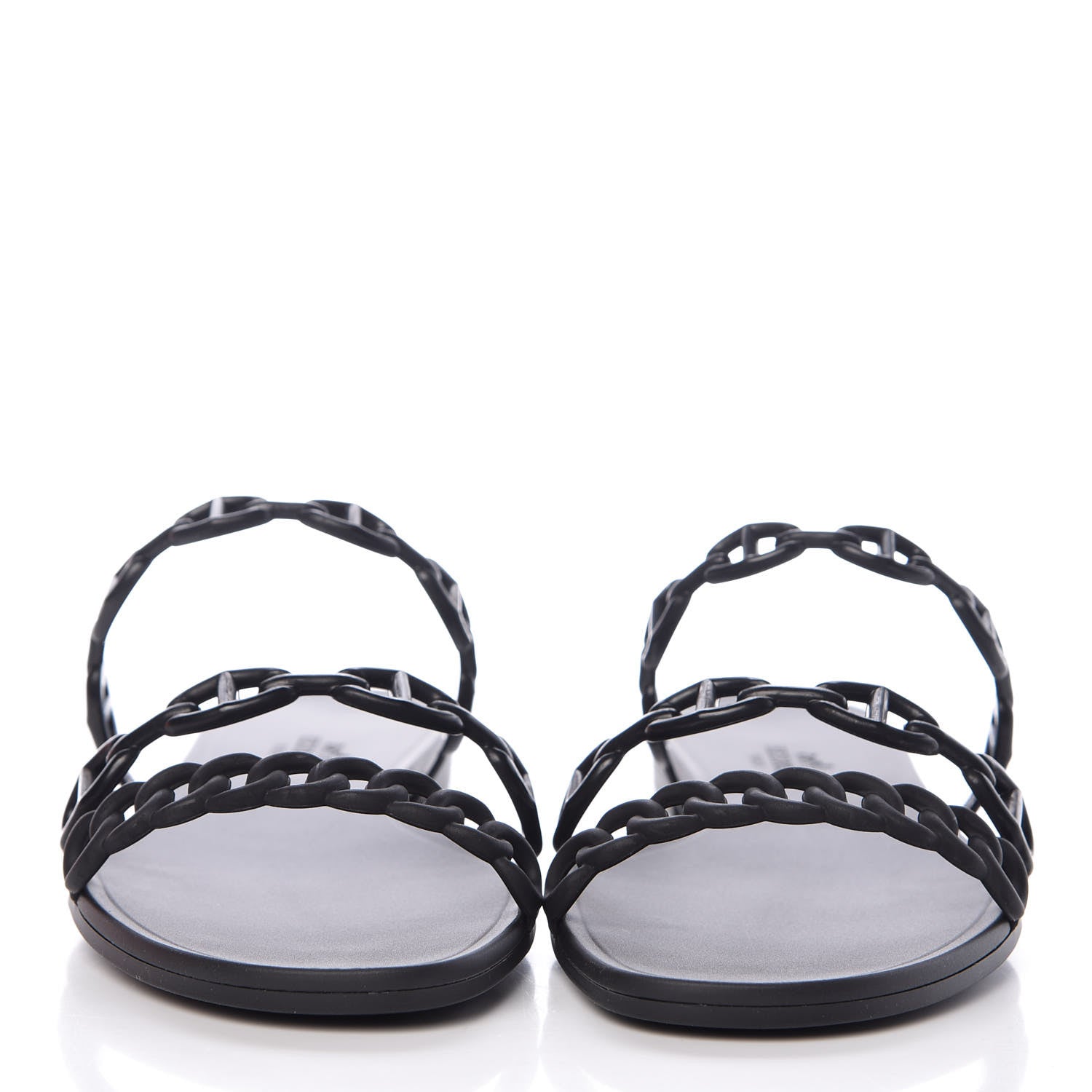 Hermes Rubber Chaine d'Ancre Rivage Sandals 38 Black 2 of 8