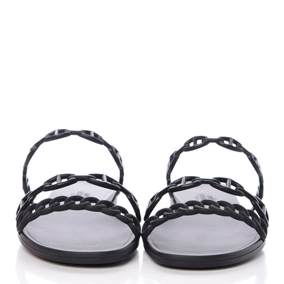 Hermes Rubber Chaine d'Ancre Rivage Sandals 38 Black 2 of 8