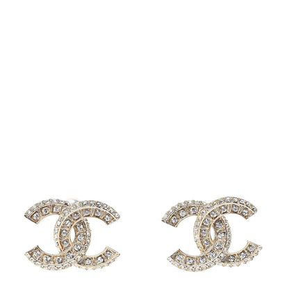 Chanel Crystal Timeless CC Earrings Light Gold 1 of 5