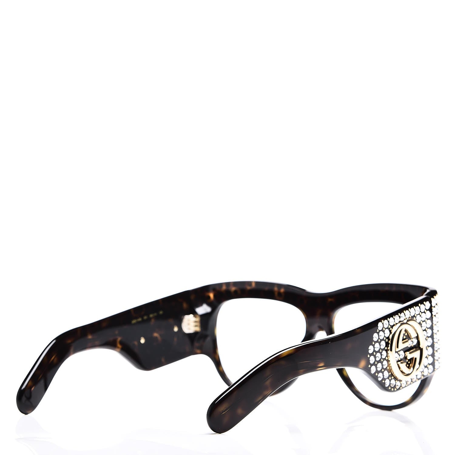Gucci Acetate Crystal Oversize Hollywood Forever Sunglasses GG0144S Tortoiseshell 4 of 7