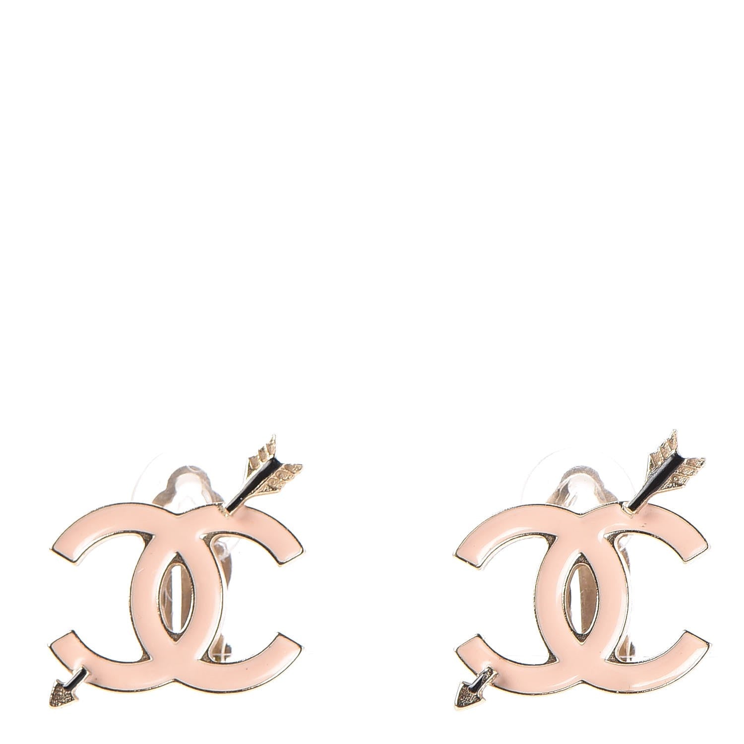 Chanel Enamel CC Arrow Earrings Beige 1 of 4