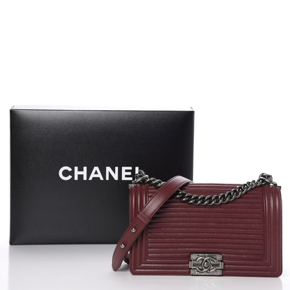 Chanel Calfskin Horizontal Quilted Medium Boy Flap Burgundy 8 of 8
