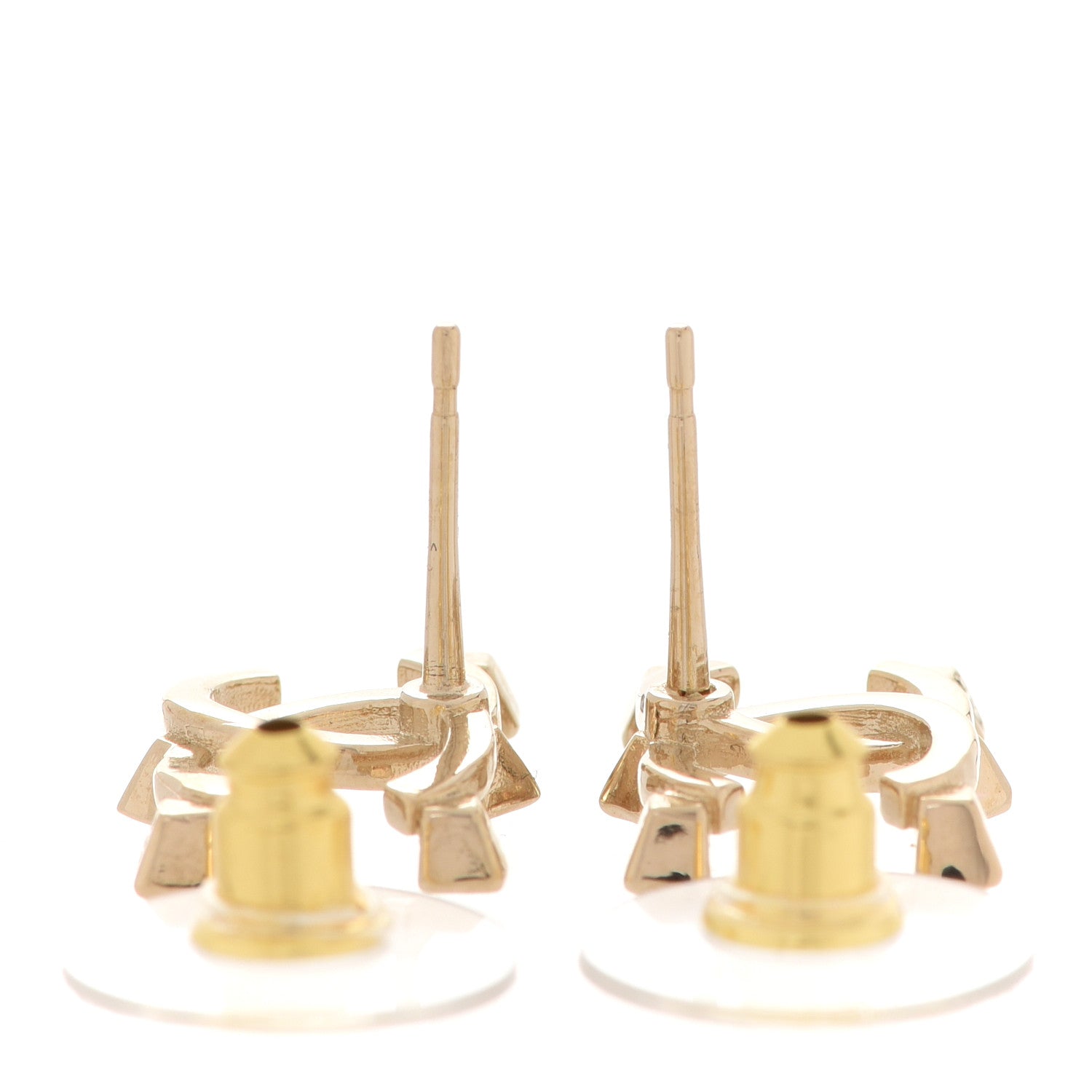 Chanel Crystal CC Earrings Gold 3 of 5