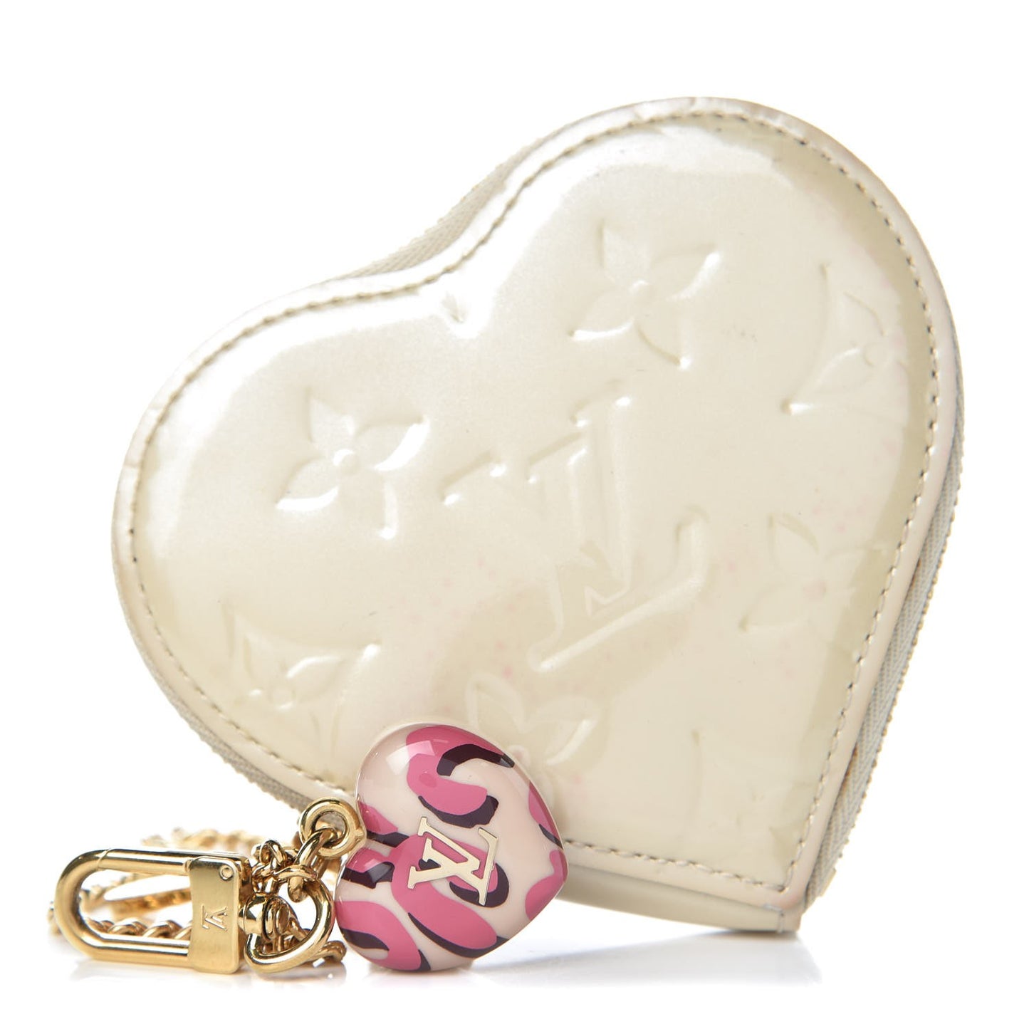 Vernis Heart Coin Purse Blanc Corail