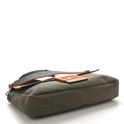 Fendi Canvas Cuoio Roma Vitello Grace Light FF Large Baguette Military Brown Arancio Multicolor 4 of 8