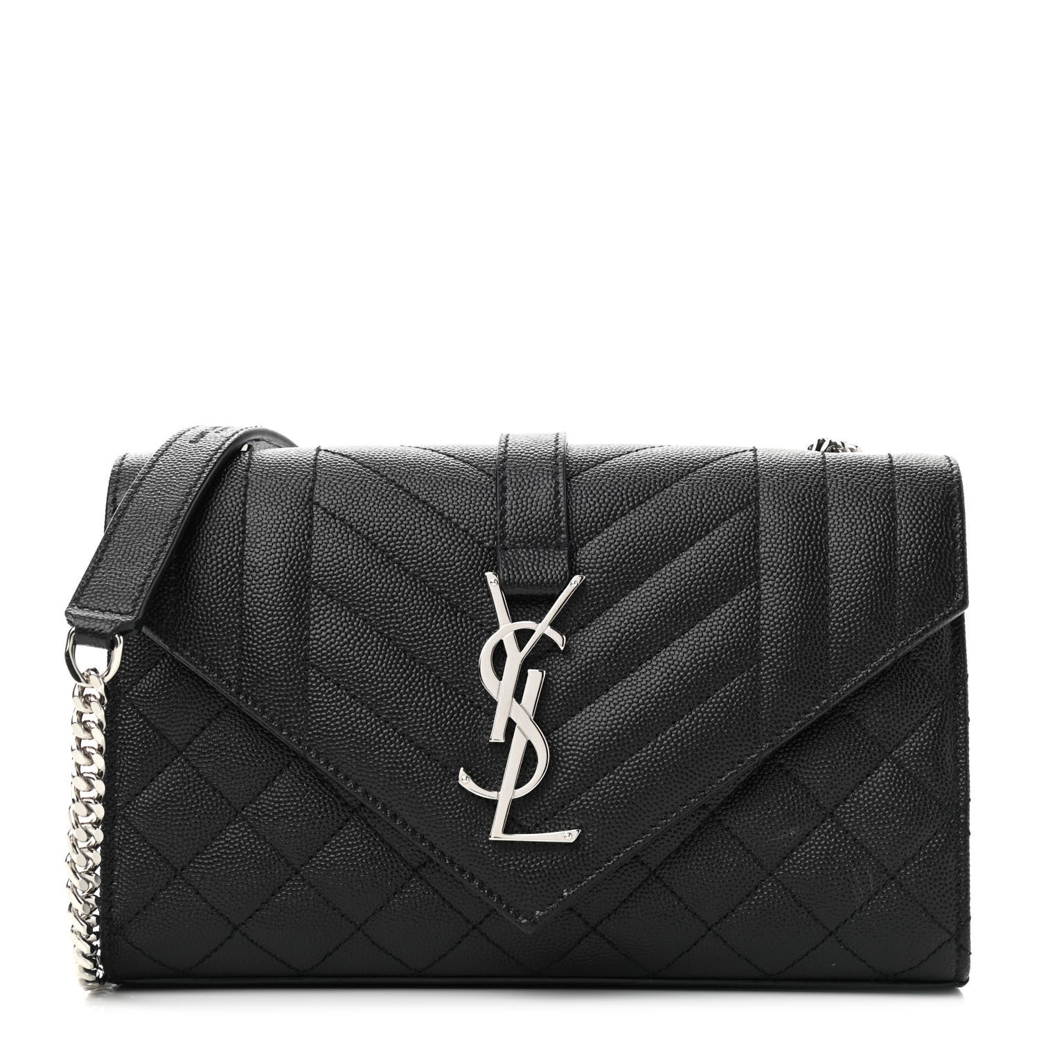 Saint Laurent Grain De Poudre Textured Mixed Matelasse Triquilt Small Monogram Satchel Black 1 of 8