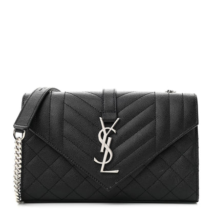Saint Laurent Grain De Poudre Textured Mixed Matelasse Triquilt Small Monogram Satchel Black 1 of 8
