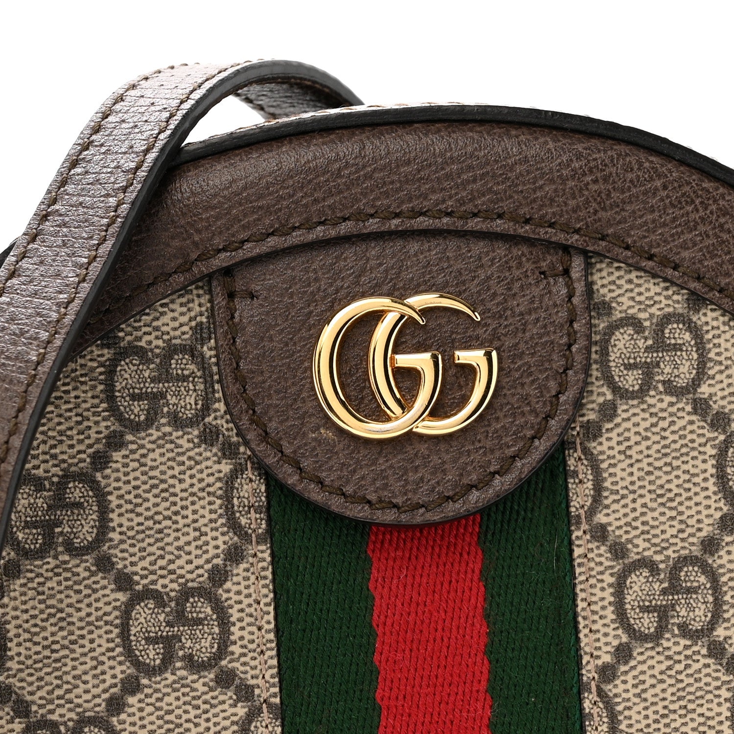 Gucci GG Supreme Monogram Web Mini Ophidia Round Shoulder Bag Brown 8 of 13