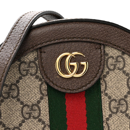 Gucci GG Supreme Monogram Web Mini Ophidia Round Shoulder Bag Brown 8 of 13