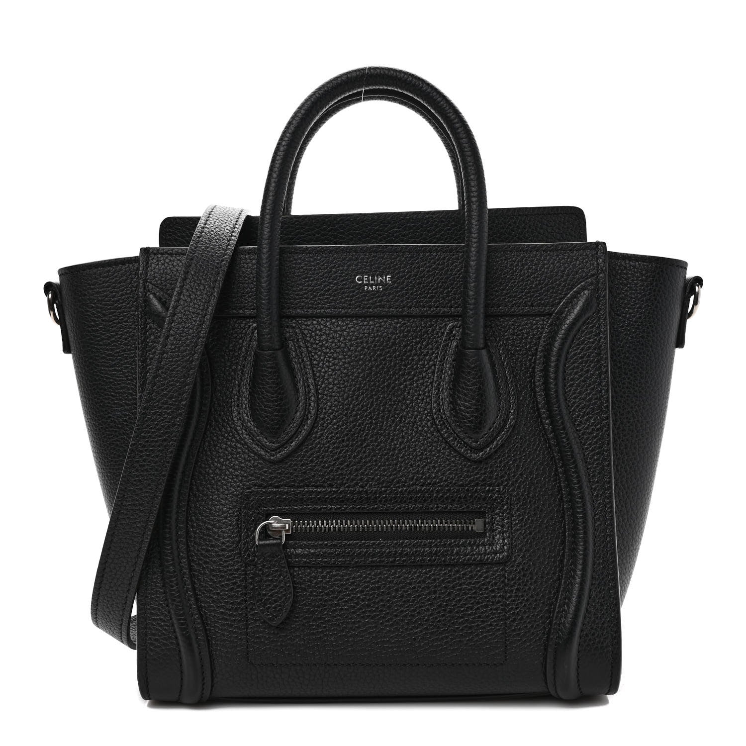Celine Drummed Calfskin Nano Luggage Black 1 of 9