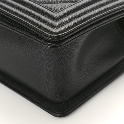 Chanel Caviar Chevron Quilted Medium Boy Flap Black 9 of 10