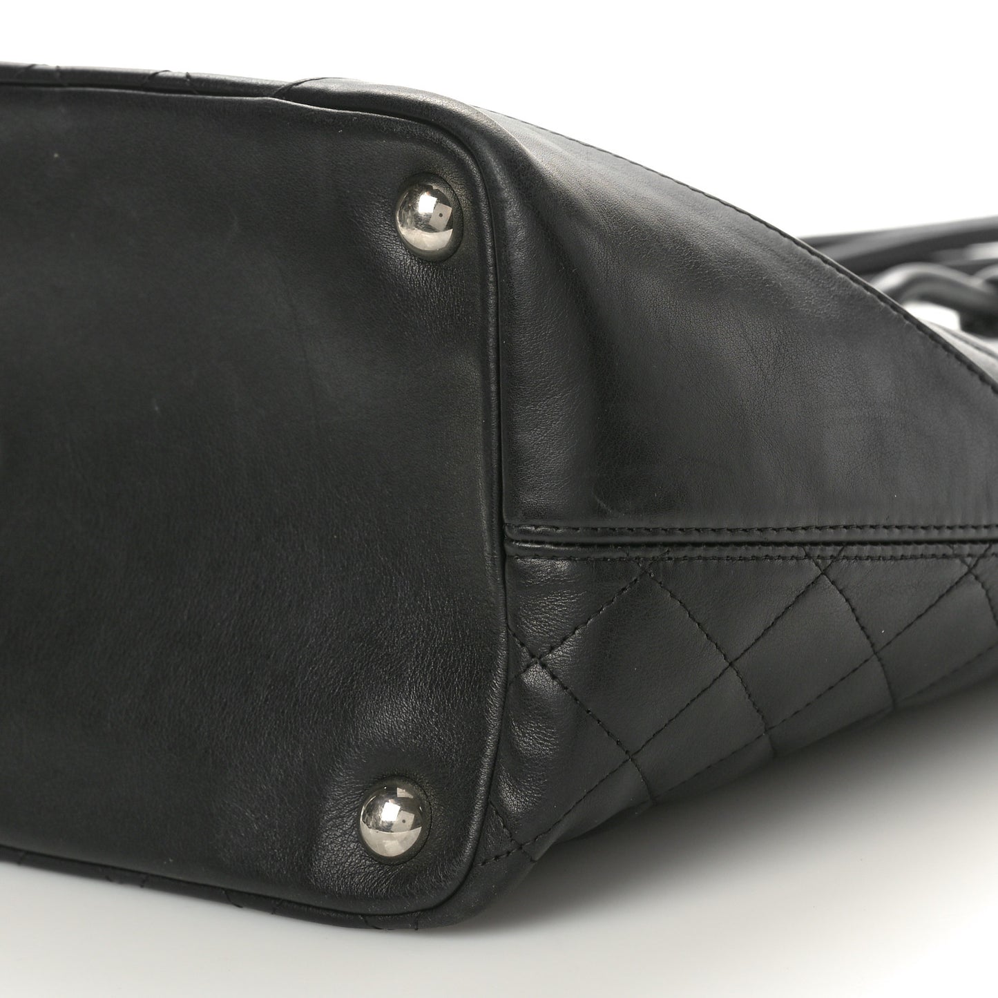 Calfskin Quilted Large Cambon Tote Black