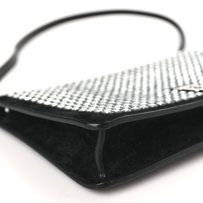 Burberry Suede Crystal Embellished TB Hotfix Shoulder Pouch Black 7 of 8