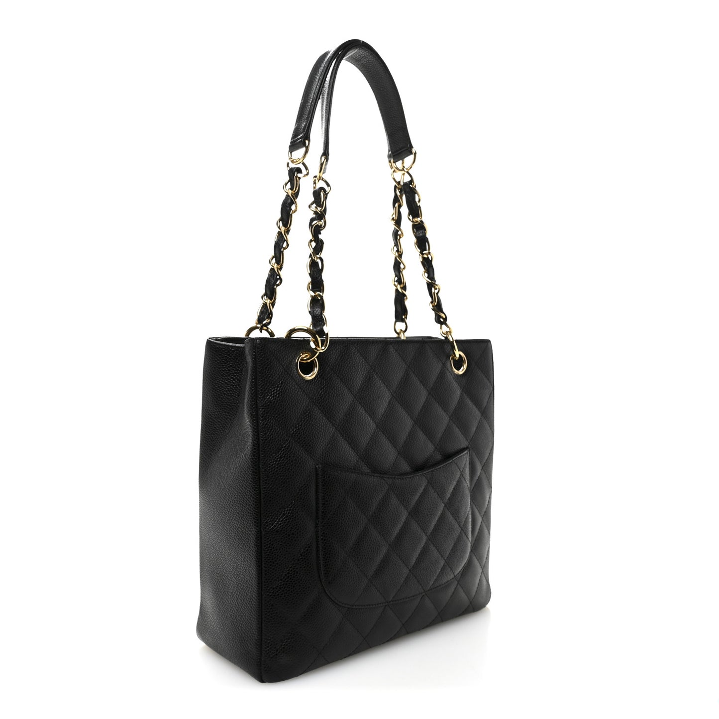 Caviar Quilted Petit Shopping Tote PST Black