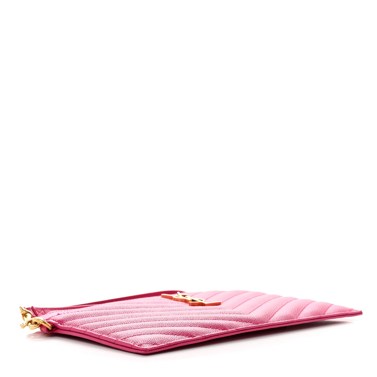 Grain De Poudre Chevron Monogram Large Bill Pouch Fuxia Couture