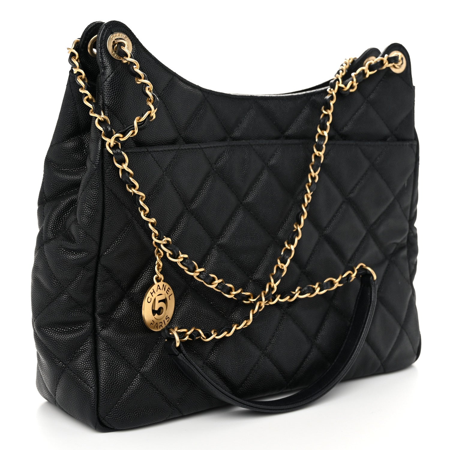 Chanel Caviar Quilted Large Wavy CC Hobo Black 3 of 10
