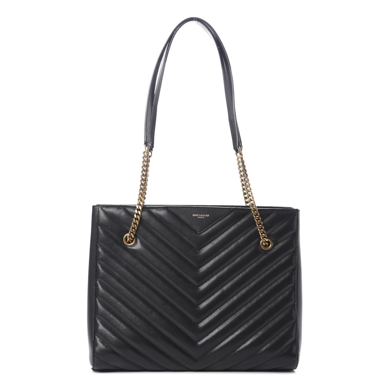 Saint Laurent Grain De Poudre Matelasse Chevron Medium Tribeca Shopping Bag Black 1 of 13