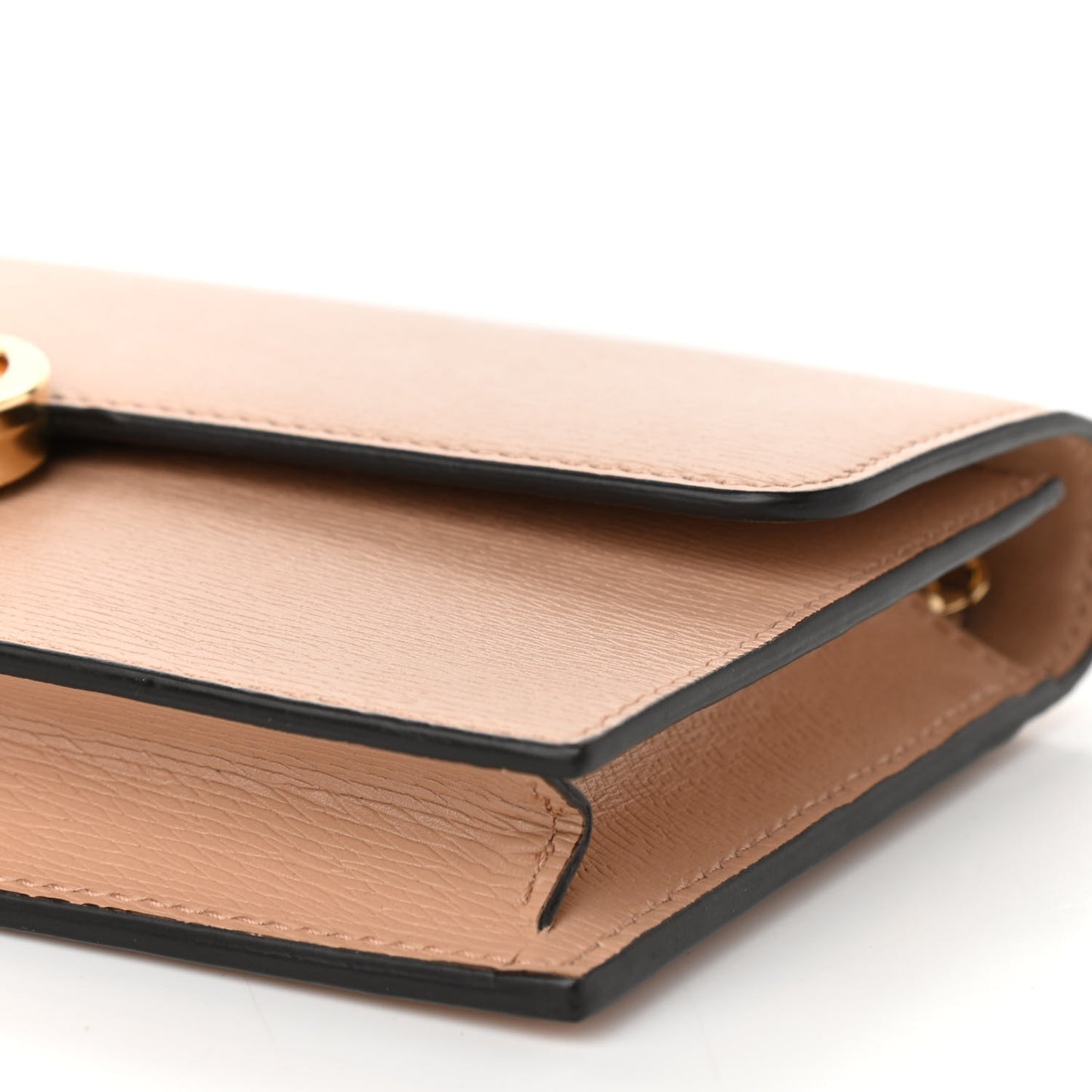 Textured Calfskin Icon Chain Wallet Pink Apricot