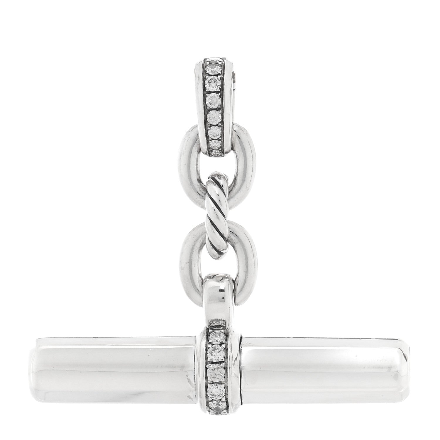 David Yurman Sterling Silver Diamond Lexington Barrel Pendant 1 of 3