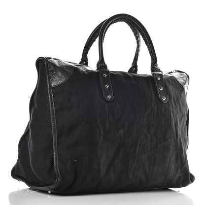 Balenciaga Chevre Canvas Classic Silver Hardware Weekender Black 3 of 13