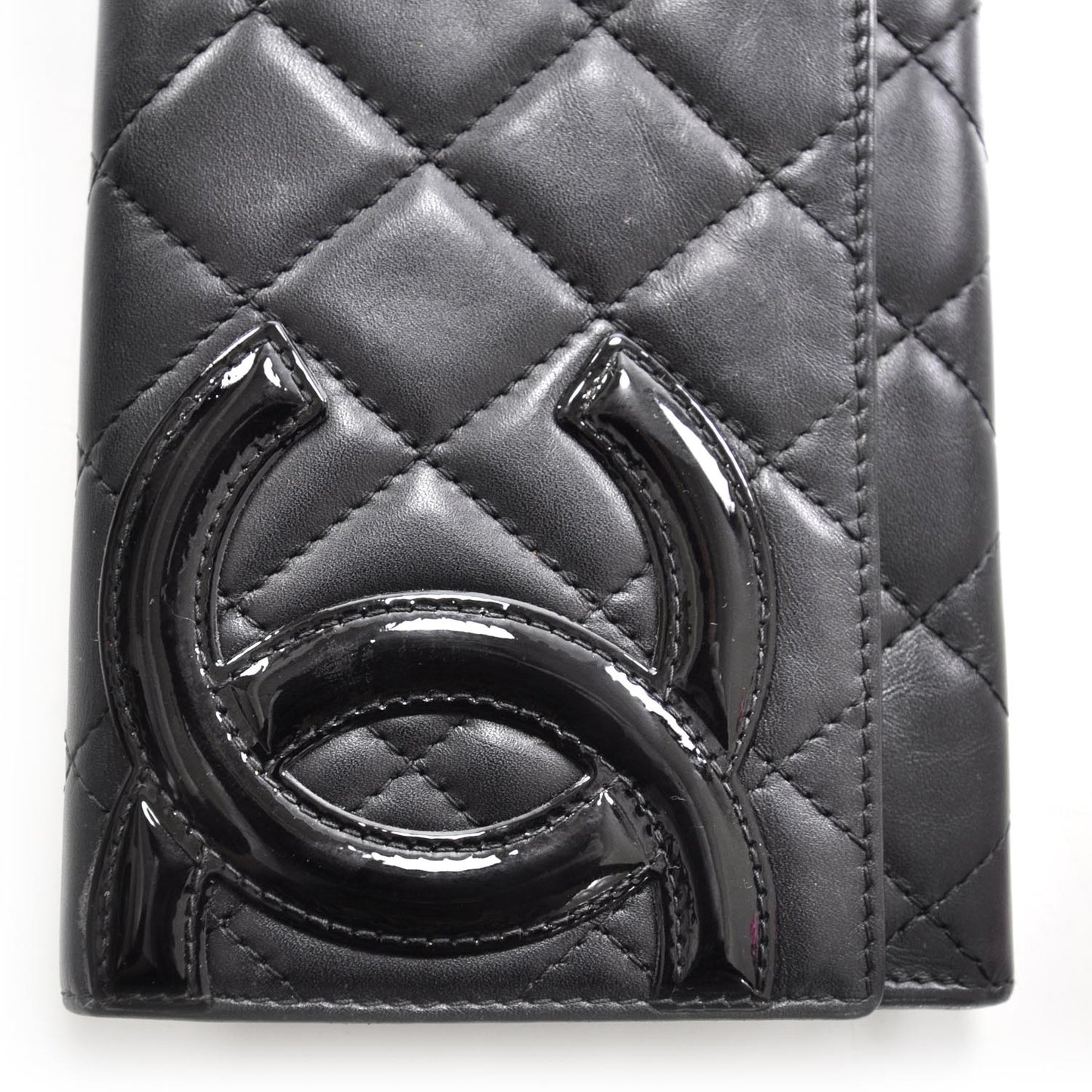 Calfskin Quilted Cambon Flap Wallet Black