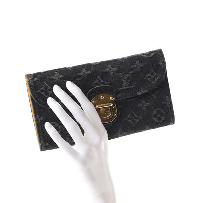 Louis Vuitton Denim Amelia Wallet Black 2 of 13