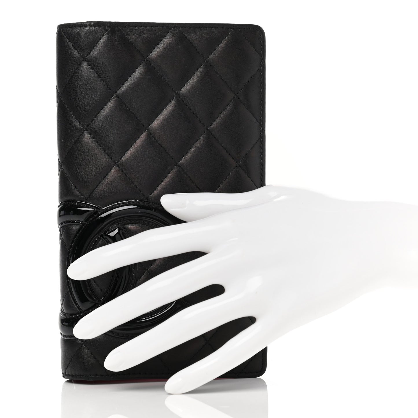 Calfskin Quilted Cambon Yen Wallet Black