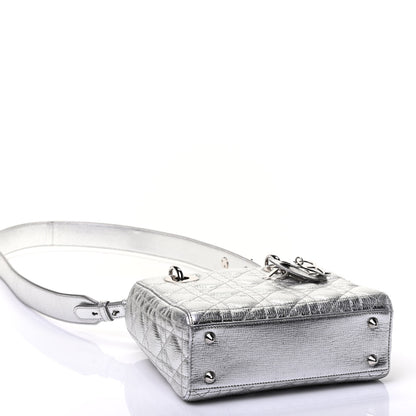Christian Dior Metallic Grained Calfskin Cannage Small Lucky Badges My Lady Dior Silver 3 of 4