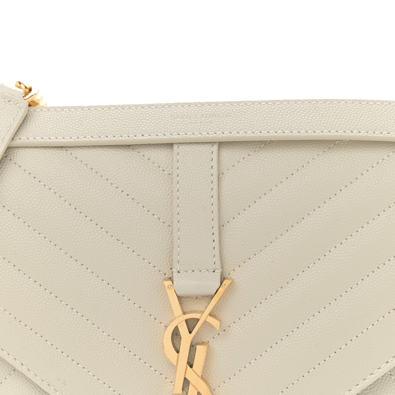 Saint Laurent Grain De Poudre Mixed Matelasse Large Triquilt Monogram Satchel Crema Soft 8 of 12