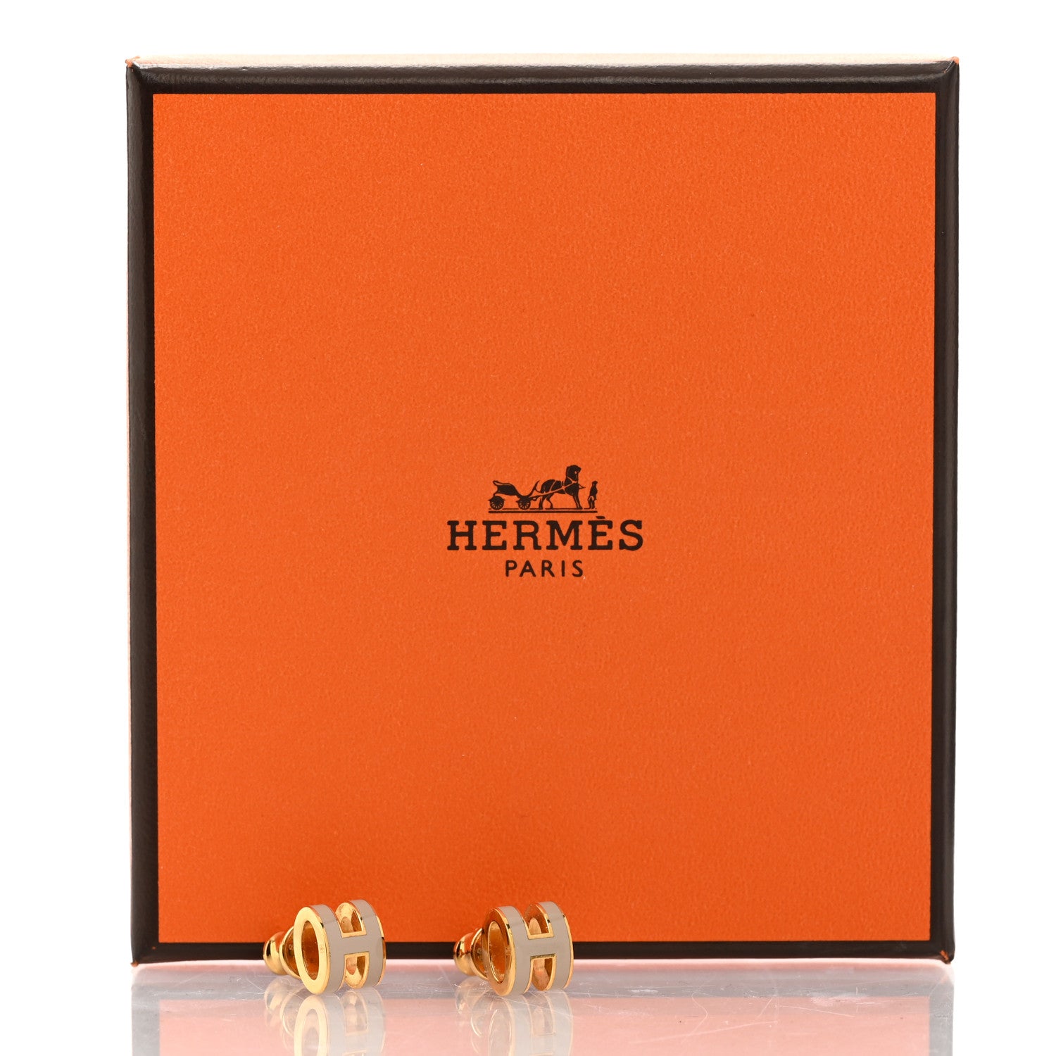 Hermes Gold Lacquered Mini Pop H Earrings Marron Glace 6 of 6