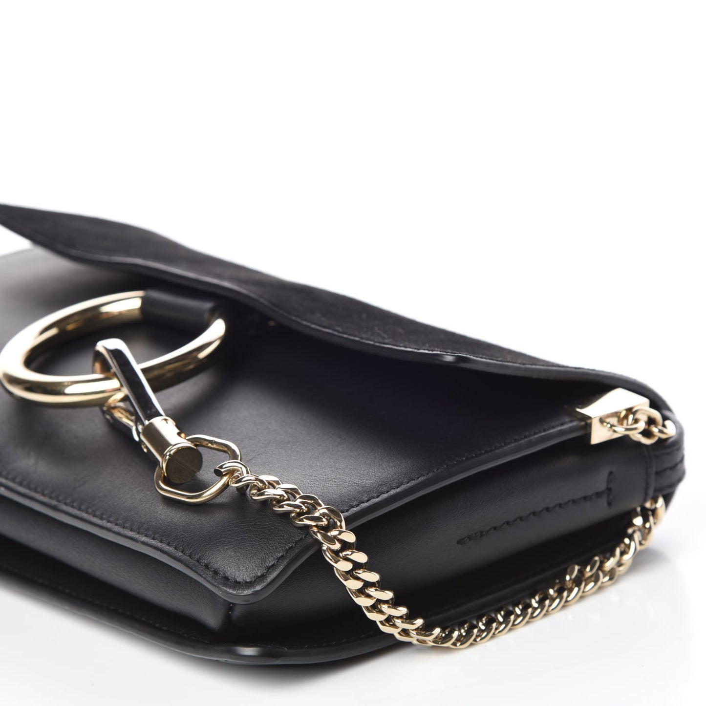 Suede Calfskin Small Faye Shoulder Bag Black