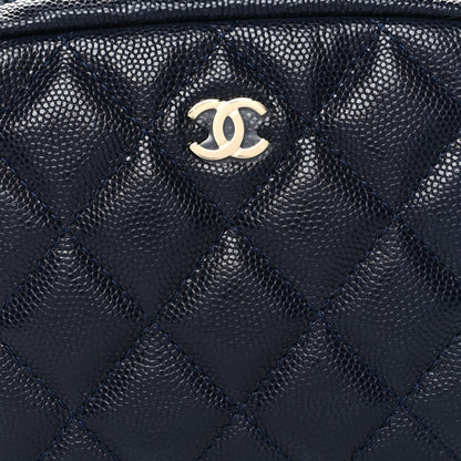 Chanel Caviar Quilted Small Curvy Pouch Cosmetic Case Navy 8 of 10
