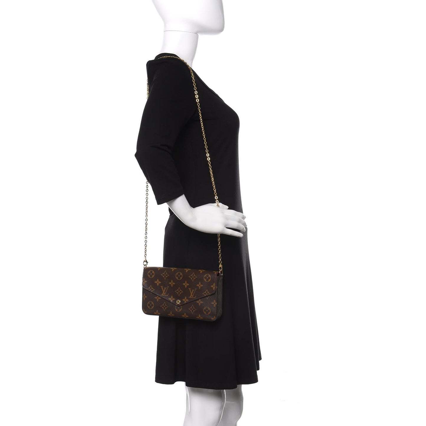 Monogram Pochette Felicie Chain Wallet Fuchsia